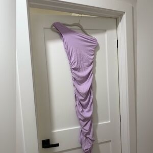 ASOS One-Shoulder Ruched Lavender Dress